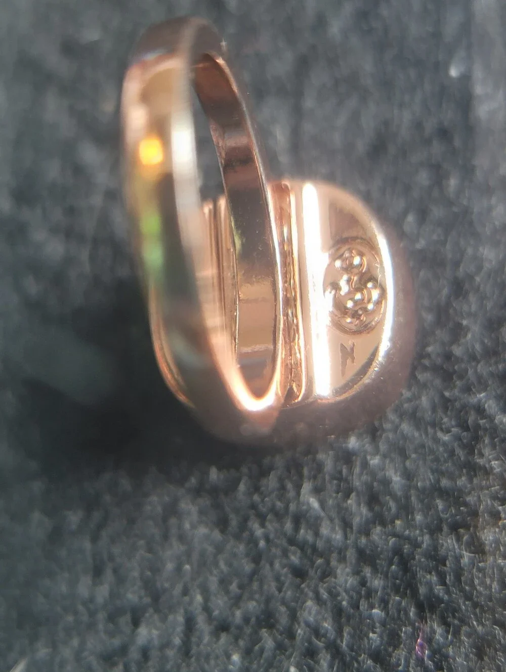Premier Designs Ring, Rose Goldtone with Bevel Set Cushion Cut Crystal, Size 4.5